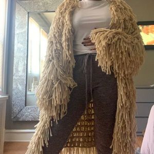 Stone color shaggy cardigan